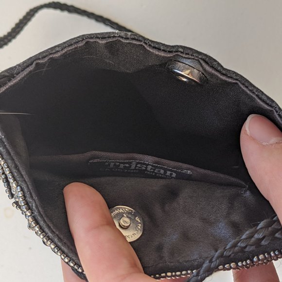 New Black Velvet Beaded Satchel - Picture 3 of 3